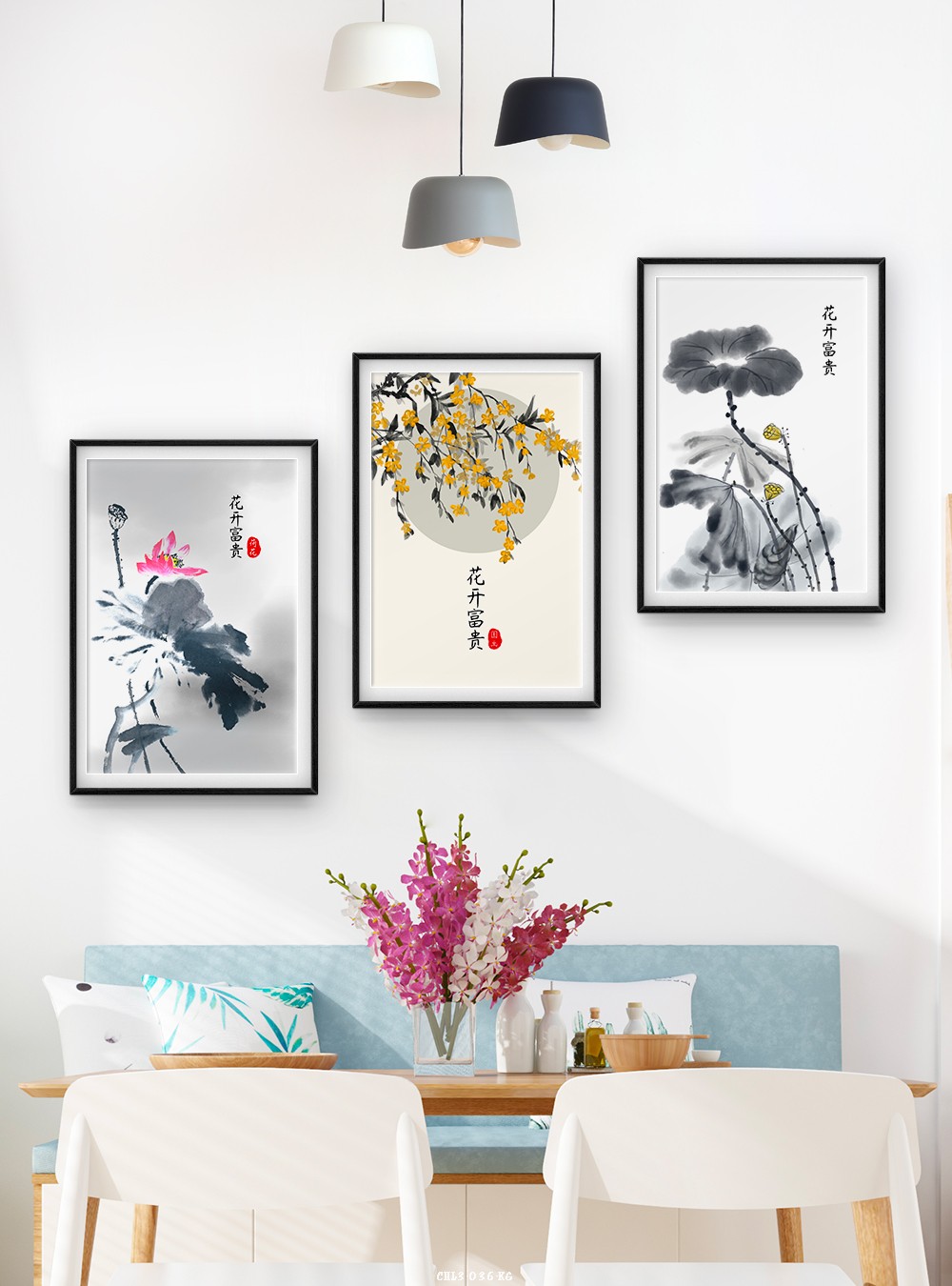 Hoa sen tranh vẽ CHL3-036-KG